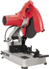 Milwaukee Tool - 14" Blade Diam, 1" Arbor Hole, Miter Chop & Cutoff Saw - 1 Phase, 3,900 RPM, 4 hp, 120 Volts, 4-5/8" in Solids at 45°, 5" in Pipe at 45° - Exact Tool & Supply