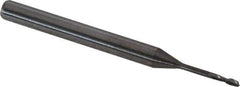 Accupro - 0.04", 0.12" LOC, 1/8" Shank Diam, 1-1/2" OAL, 2 Flute, Solid Carbide Square End Mill - Single End, Uncoated, Spiral Flute, 30° Helix, Centercutting, Series Miniature - Exact Tool & Supply
