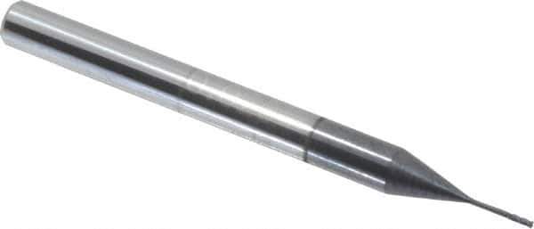 Accupro - 0.02", 0.06" LOC, 1/8" Shank Diam, 1-1/2" OAL, 4 Flute, Solid Carbide Square End Mill - Single End, AlTiN Finish, Spiral Flute, 30° Helix, Centercutting, Series Miniature - Exact Tool & Supply