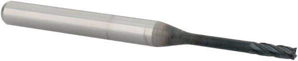 Accupro - 0.06", 0.18" LOC, 1/8" Shank Diam, 1-1/2" OAL, 4 Flute, Solid Carbide Square End Mill - Single End, AlTiN Finish, Spiral Flute, 30° Helix, Centercutting, Series Miniature - Exact Tool & Supply