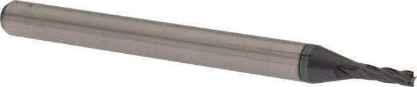 Accupro - 0.05", 0.15" LOC, 1/8" Shank Diam, 1-1/2" OAL, 4 Flute, Solid Carbide Square End Mill - Single End, AlTiN Finish, Spiral Flute, 30° Helix, Centercutting, Series Miniature - Exact Tool & Supply