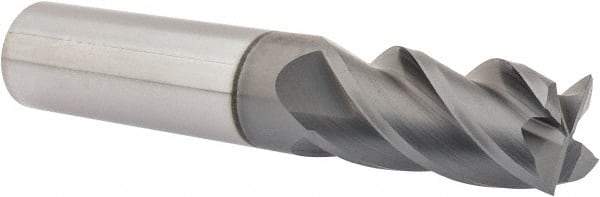 Accupro - 5/8", 1-1/4" LOC, 5/8" Shank Diam, 3-1/2" OAL, 4 Flute, Solid Carbide Square End Mill - Single End, nACRo Finish, Spiral Flute, 40° Helix, Centercutting, Right Hand Cut, Right Hand Flute - Exact Tool & Supply