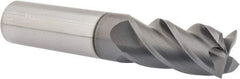 Accupro - 5/8", 1-1/4" LOC, 5/8" Shank Diam, 3-1/2" OAL, 4 Flute, Solid Carbide Square End Mill - Single End, nACRo Finish, Spiral Flute, 40° Helix, Centercutting, Right Hand Cut, Right Hand Flute - Exact Tool & Supply
