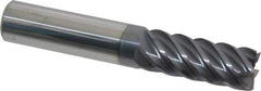 Accupro - 1/2", 1-1/4" LOC, 1/2" Shank Diam, 3" OAL, 6 Flute, Solid Carbide Square End Mill - Single End, AlTiN Finish, Spiral Flute, 45° Helix, Centercutting, Right Hand Cut, Right Hand Flute - Exact Tool & Supply