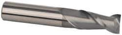 Accupro - 1", 3" LOC, 1" Shank Diam, 6" OAL, 2 Flute, Solid Carbide Square End Mill - Single End, nACRo Finish, Spiral Flute, 40° Helix, Centercutting, Right Hand Cut, Right Hand Flute - Exact Tool & Supply