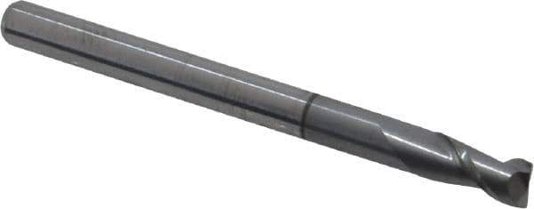Accupro - 1/8", 1/4" LOC, 1/8" Shank Diam, 1-1/2" OAL, 2 Flute, Solid Carbide Square End Mill - Single End, nACRo Finish, Spiral Flute, 40° Helix, Centercutting, Right Hand Cut, Right Hand Flute - Exact Tool & Supply