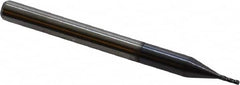 Corner Radius End Mill: 0.03″ Dia, 0.09″ LOC, 0.01″ Radius, 4 Flutes, Solid Carbide 1-1/2″ OAL, 1/8″ Shank Dia, 30 ° Helix, AlTiN Coated, Corner Radius End, Centercutting, Series Miniature