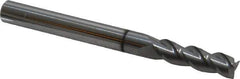 Accupro - 3/16", 5/8" LOC, 3/16" Shank Diam, 2" OAL, 3 Flute, Solid Carbide Square End Mill - Single End, nACRo Finish, Spiral Flute, 40° Helix, Centercutting, Right Hand Cut, Right Hand Flute - Exact Tool & Supply