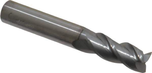 Accupro - 3/8", 7/8" LOC, 3/8" Shank Diam, 2-1/2" OAL, 3 Flute, Solid Carbide Square End Mill - Single End, nACRo Finish, Spiral Flute, 40° Helix, Centercutting, Right Hand Cut, Right Hand Flute - Exact Tool & Supply