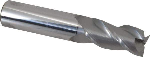 Accupro - 3/4", 1-1/2" LOC, 3/4" Shank Diam, 4" OAL, 3 Flute, Solid Carbide Square End Mill - Single End, nACRo Finish, Spiral Flute, 40° Helix, Centercutting, Right Hand Cut, Right Hand Flute - Exact Tool & Supply