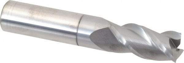 Accupro - 5/8", 1-1/4" LOC, 5/8" Shank Diam, 3-1/2" OAL, 3 Flute, Solid Carbide Square End Mill - Single End, nACRo Finish, Spiral Flute, 40° Helix, Centercutting, Right Hand Cut, Right Hand Flute - Exact Tool & Supply