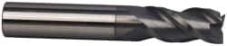 Accupro - 7/16", 3" LOC, 7/16" Shank Diam, 6" OAL, 3 Flute, Solid Carbide Square End Mill - Single End, nACRo Finish, Spiral Flute, 40° Helix, Centercutting, Right Hand Cut, Right Hand Flute - Exact Tool & Supply