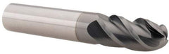 Accupro - 1/2" Diam, 1" LOC, 4 Flute Solid Carbide Ball End Mill - nACRo Finish, Single End, 3" OAL, 1/2" Shank Diam, Spiral Flute - Exact Tool & Supply