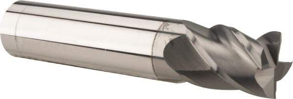 Accupro - 5/16", 1-3/8" LOC, 5/16" Shank Diam, 3" OAL, 4 Flute, Solid Carbide Square End Mill - Single End, nACRo Finish, Spiral Flute, 40° Helix, Centercutting, Right Hand Cut, Right Hand Flute - Exact Tool & Supply