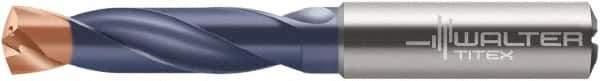 Walter-Titex - 10.8mm 140° Spiral Flute Solid Carbide Screw Machine Drill Bit - Double Coating Finish, Right Hand Cut, 55mm Flute Length, 102mm OAL, X-treme Plus Point, Straight Shank, Through Coolant - Exact Tool & Supply