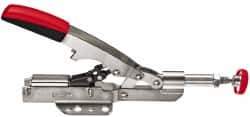 Bessey - 700 Lb Load Capacity, Flanged Base, Carbon Steel, Standard Straight Line Action Clamp - 4 Mounting Holes, 0.465" Plunger Diam, Straight Handle - Exact Tool & Supply