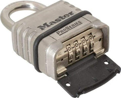 Master Lock - 2-1/4" Body Width x 2" Body Height, 1.094" Shackle Clearance, Stainless Steel Combination Lock - 5/16" Shackle Diam - Exact Tool & Supply