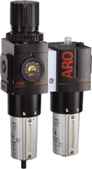 ARO/Ingersoll-Rand - 1" NPT Port Heavy Duty 2 Piece Filter/Regulator-Lubricator FRL Unit - Metal Bowl, 208 SCFM, 250 Max psi, 13.8" High x 7.323" Long, Manual Drain - Exact Tool & Supply