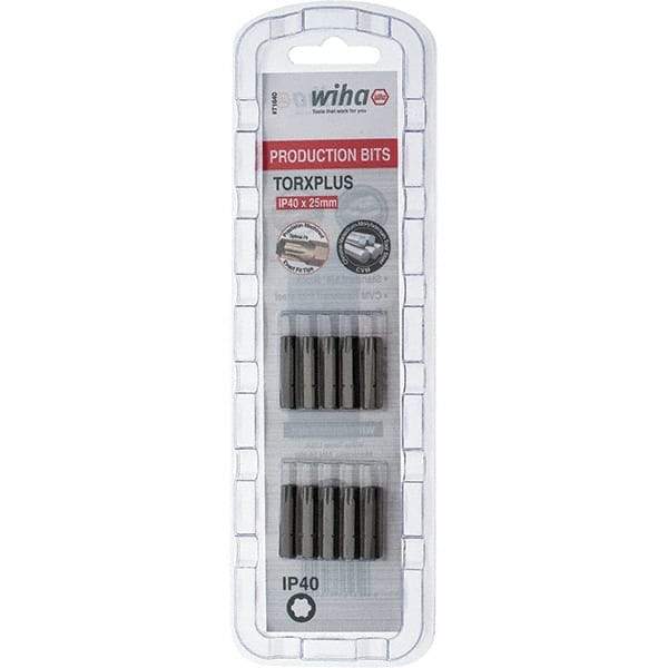 Wiha - 1/4" Drive IP40 Torx Plus Screwdriver Bit - 1" OAL, Insert Bit - Exact Tool & Supply