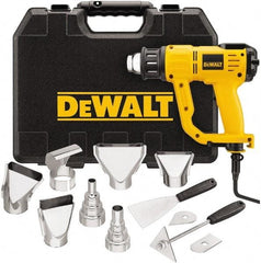 DeWALT - 150 to 1,100°F Heat Setting, 17.7 CFM Air Flow, Heat Gun Kit - 120 Volts, 13 Amps, 1,550 Watts, 7' Cord Length - Exact Tool & Supply