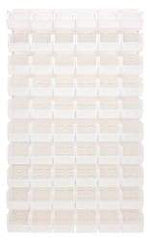 Quantum Storage - 60 Bin Louvered Panel with Ultra Bins - 36 Inch Overall Width x 11 Inch Overall Depth x 61 Inch Overall Height, Clear Tri-Clear Polypropylene Bins - Exact Tool & Supply