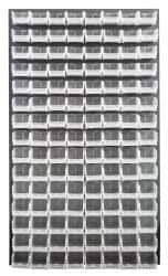 Quantum Storage - 120 Bin Louvered Panel with Ultra Bins - 36 Inch Overall Width x 8 Inch Overall Depth x 61 Inch Overall Height, Clear Tri-Clear Polypropylene Bins - Exact Tool & Supply