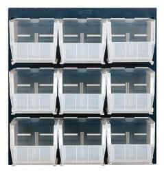 Quantum Storage - 9 Bin Louvered Panel with Ultra Bins - 18 Inch Overall Width x 11 Inch Overall Depth x 19 Inch Overall Height, Clear Tri-Clear Polypropylene Bins - Exact Tool & Supply