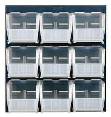 Quantum Storage - 9 Bin Louvered Panel with Ultra Bins - 18 Inch Overall Width x 11 Inch Overall Depth x 19 Inch Overall Height, Clear Tri-Clear Polypropylene Bins - Exact Tool & Supply