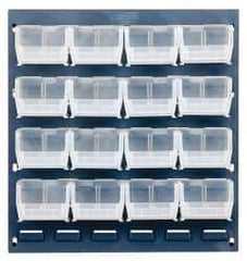 Quantum Storage - 16 Bin Louvered Panel with Ultra Bins - 18 Inch Overall Width x 8 Inch Overall Depth x 19 Inch Overall Height, Clear Tri-Clear Polypropylene Bins - Exact Tool & Supply