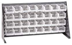 Quantum Storage - 32 Bin Louvered Panel with Ultra Bins - 36 Inch Overall Width x 8 Inch Overall Depth x 19 Inch Overall Height, Clear Tri-Clear Polypropylene Bins - Exact Tool & Supply