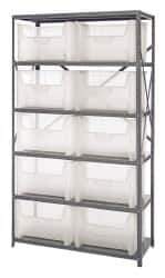 Quantum Storage - 10 Bin Giant Stack Container Storage Shelving - 42 Inch Overall Width x 18 Inch Overall Depth x 75 Inch Overall Height, Clear Tri-Clear Polypropylene Bins - Exact Tool & Supply