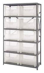 Quantum Storage - 10 Bin Giant Stack Container Storage Shelving - 42 Inch Overall Width x 18 Inch Overall Depth x 75 Inch Overall Height, Clear Tri-Clear Polypropylene Bins - Exact Tool & Supply