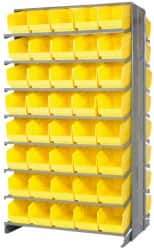 Quantum Storage - 80 Bin Store-More Sloped Shelving System - 36 Inch Overall Width x 24 Inch Overall Depth x 63-1/2 Inch Overall Height, Yellow Polypropylene Bins - Exact Tool & Supply