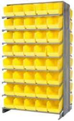 Quantum Storage - 80 Bin Store-More Sloped Shelving System - 36 Inch Overall Width x 24 Inch Overall Depth x 63-1/2 Inch Overall Height, Yellow Polypropylene Bins - Exact Tool & Supply
