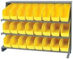 Quantum Storage - 24 Bin Store-More Sloped Shelving System - 36 Inch Overall Width x 12 Inch Overall Depth x 26-1/2 Inch Overall Height, Yellow Polypropylene Bins - Exact Tool & Supply