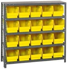 Quantum Storage - 20 Bin Store-More Shelf Bin System - 36 Inch Overall Width x 18 Inch Overall Depth x 39 Inch Overall Height, Yellow Polypropylene Bins - Exact Tool & Supply