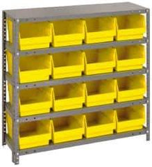 Quantum Storage - 16 Bin Store-More Shelf Bin System - 36 Inch Overall Width x 18 Inch Overall Depth x 39 Inch Overall Height, Yellow Polypropylene Bins - Exact Tool & Supply