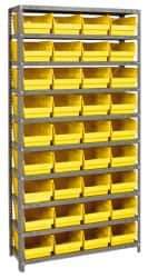 Quantum Storage - 36 Bin Store-More Shelf Bin System - 36 Inch Overall Width x 18 Inch Overall Depth x 75 Inch Overall Height, Yellow Polypropylene Bins - Exact Tool & Supply