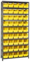 Quantum Storage - 45 Bin Store-More Shelf Bin System - 36 Inch Overall Width x 12 Inch Overall Depth x 75 Inch Overall Height, Yellow Polypropylene Bins - Exact Tool & Supply