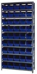 Quantum Storage - 45 Bin Store-More Shelf Bin System - 36 Inch Overall Width x 18 Inch Overall Depth x 75 Inch Overall Height, Blue Polypropylene Bins - Exact Tool & Supply