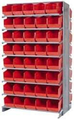 Quantum Storage - 80 Bin Store-More Sloped Shelving System - 36 Inch Overall Width x 24 Inch Overall Depth x 63-1/2 Inch Overall Height, Red Polypropylene Bins - Exact Tool & Supply