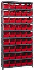 Quantum Storage - 45 Bin Store-More Shelf Bin System - 36 Inch Overall Width x 18 Inch Overall Depth x 75 Inch Overall Height, Red Polypropylene Bins - Exact Tool & Supply
