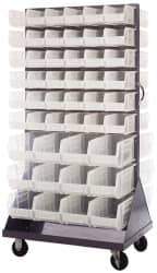 Quantum Storage - 96 Bin Mobile Louvered Rack with Ultra Bins - 36 Inch Overall Width x 25 Inch Overall Depth x 72 Inch Overall Height, Clear Tri-Clear Polypropylene Bins - Exact Tool & Supply