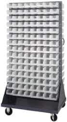 Quantum Storage - 240 Bin Mobile Louvered Rack with Ultra Bins - 36 Inch Overall Width x 25 Inch Overall Depth x 72 Inch Overall Height, Clear Tri-Clear Polypropylene Bins - Exact Tool & Supply