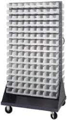Quantum Storage - 240 Bin Mobile Louvered Rack with Ultra Bins - 36 Inch Overall Width x 25 Inch Overall Depth x 72 Inch Overall Height, Clear Tri-Clear Polypropylene Bins - Exact Tool & Supply