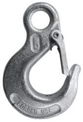 CM - 2,600 Lb Capacity, Chain Grade 43, Steel Eye Hook - 0.73" Hook Throat, 2.61" Reach, 0.53" Eye ID, 1/4" Chain Diam, 3.69" OAL, Heat Treated - Exact Tool & Supply