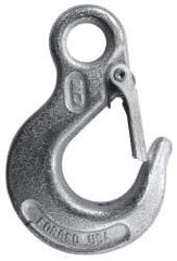 CM - 2,600 Lb Capacity, Chain Grade 43, Steel Eye Hook - 0.73" Hook Throat, 2.61" Reach, 0.53" Eye ID, 1/4" Chain Diam, 3.69" OAL, Heat Treated - Exact Tool & Supply