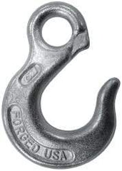 CM - 2,650 Lb Capacity, Chain Grade 30, Steel Eye Hook - 0.92" Hook Throat, 3.17" Reach, 3/4" Eye ID, 3/8" Chain Diam, 4.56" OAL, Heat Treated - Exact Tool & Supply
