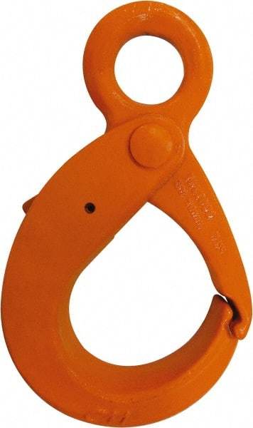 CM - Chain Grade 100, 8,800 Lbs. Load Limit Eye Latchlok Hook - 2.27 Inch Hook Throat, 6.65 Inch Reach, 1.36 Inch Eye Inside Diameter, 3/8 Inch Chain Diameter, 7.72 Inch Overall Length, 0.59 Inch Eye Thickness - Exact Tool & Supply