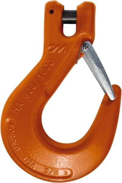 CM - 1/2 Inch Chain Diameter, Grade 100 Clevis Hook - 15,000 Lbs. Load Capacity, 29/50 Inch Inside Diameter, 17/27 Inch Pin Diameter, 1-19/50 Inch Hook Throat, 5-12/25 Inch Hook Width - Exact Tool & Supply